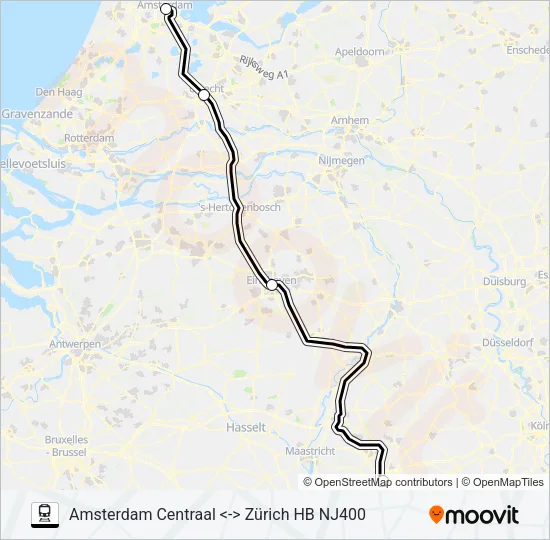 NIGHTJET Train Line Map
