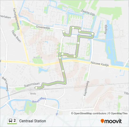 Bus 2 lijnkaart