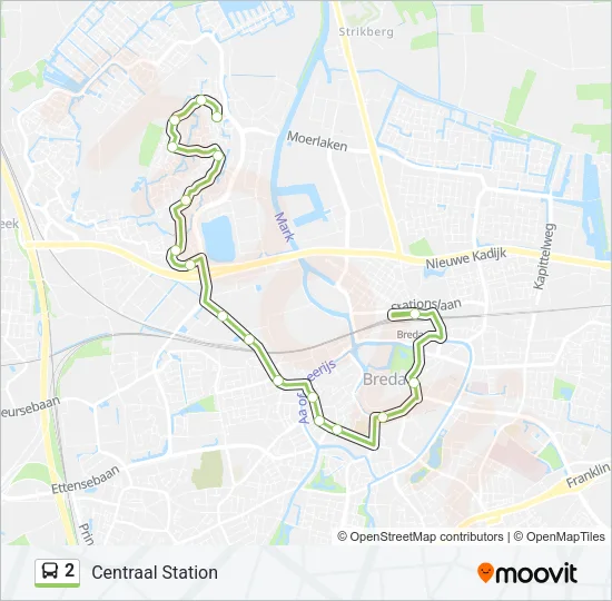 Bus 2 lijnkaart