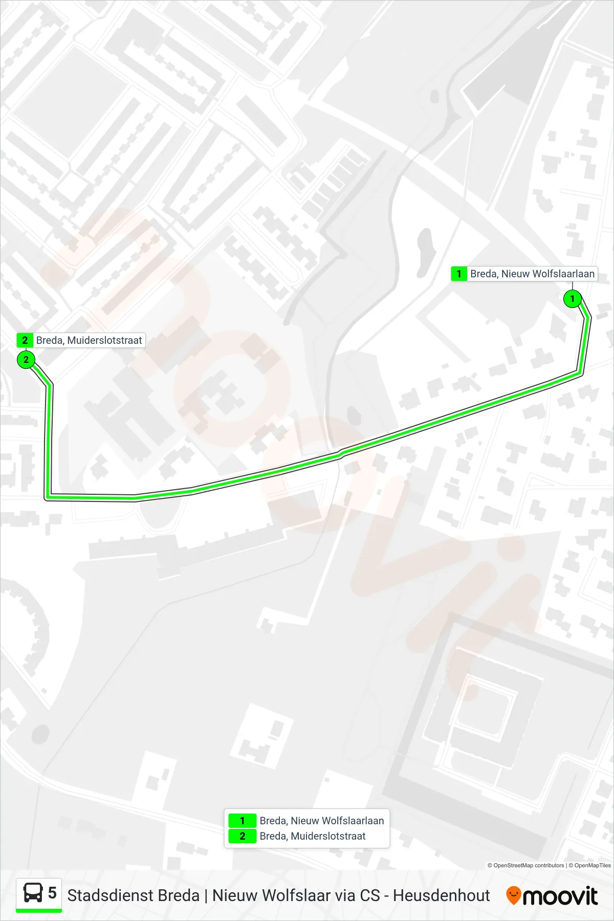 Lijn 5 (bus, Ijpelaar): route en haltes op de kaart