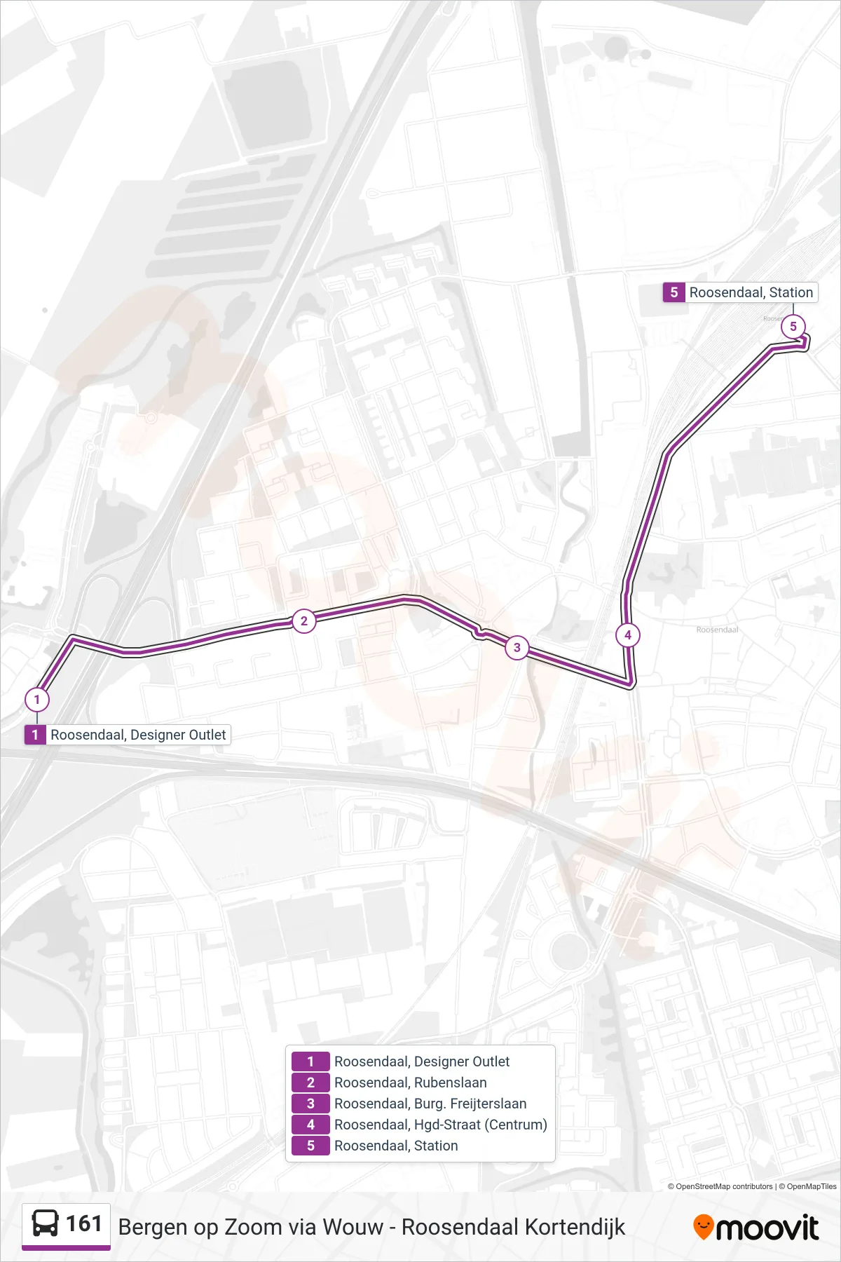 Lijn 161 (bus, Station): route en haltes op de kaart