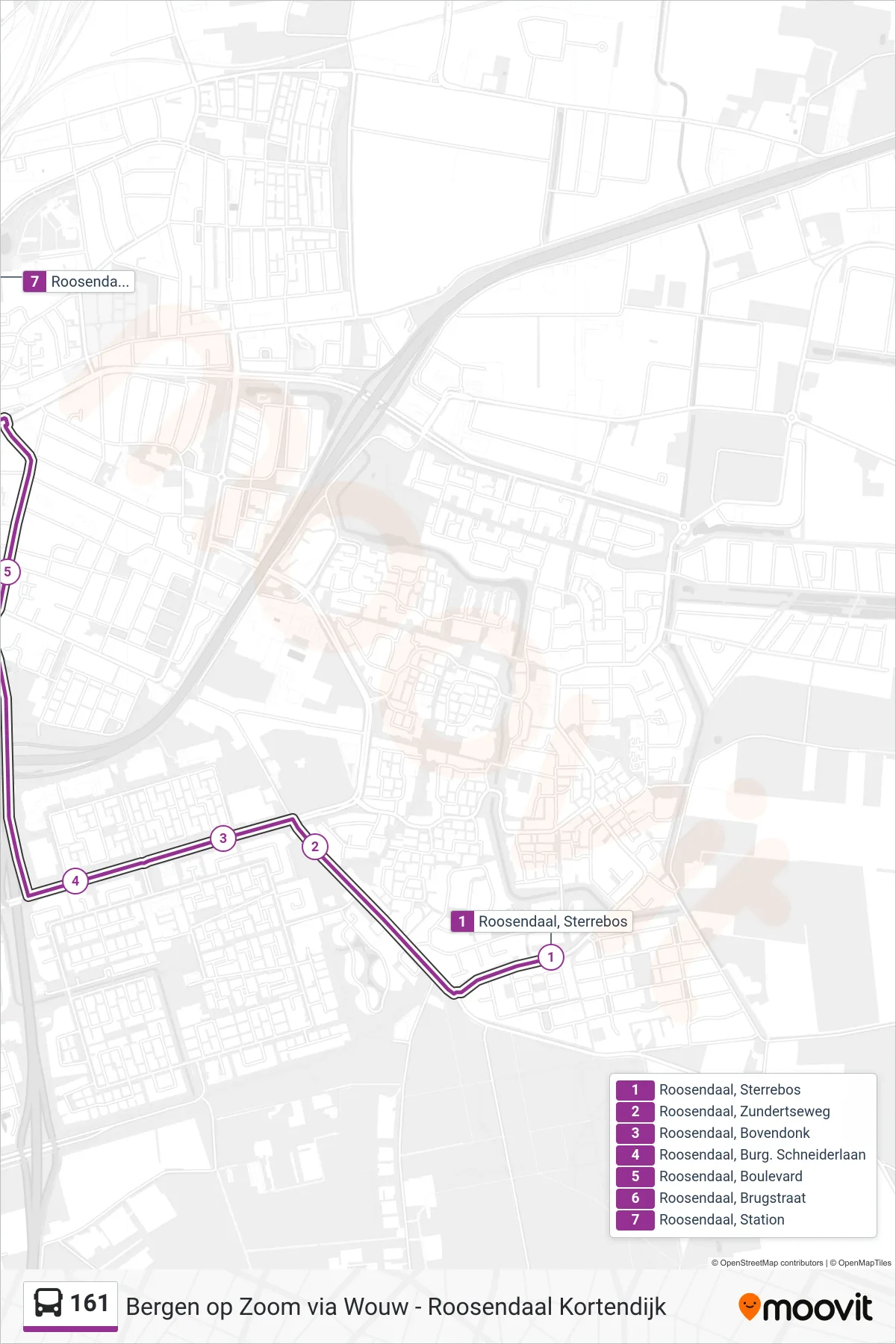 161 bus Line (Station) route and stops on a map