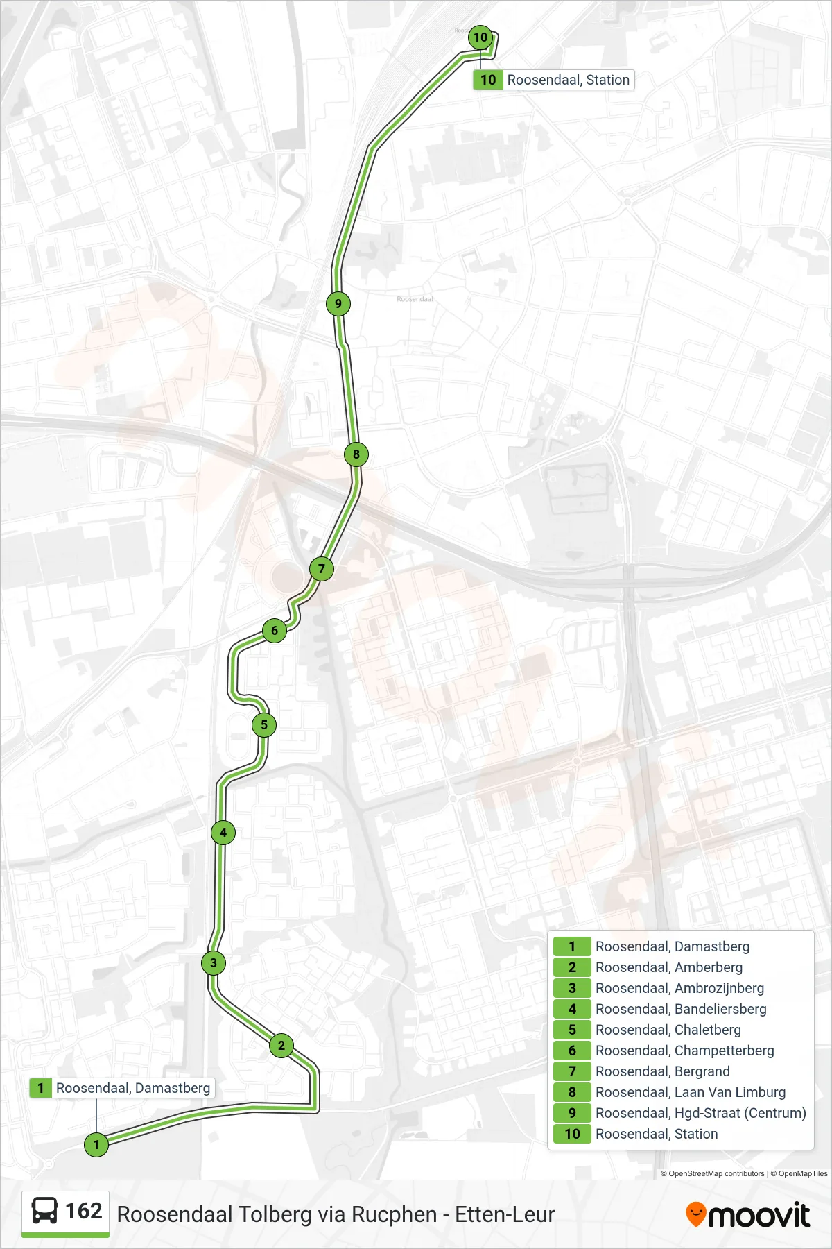 Lijn 162 (bus, Station): route en haltes op de kaart