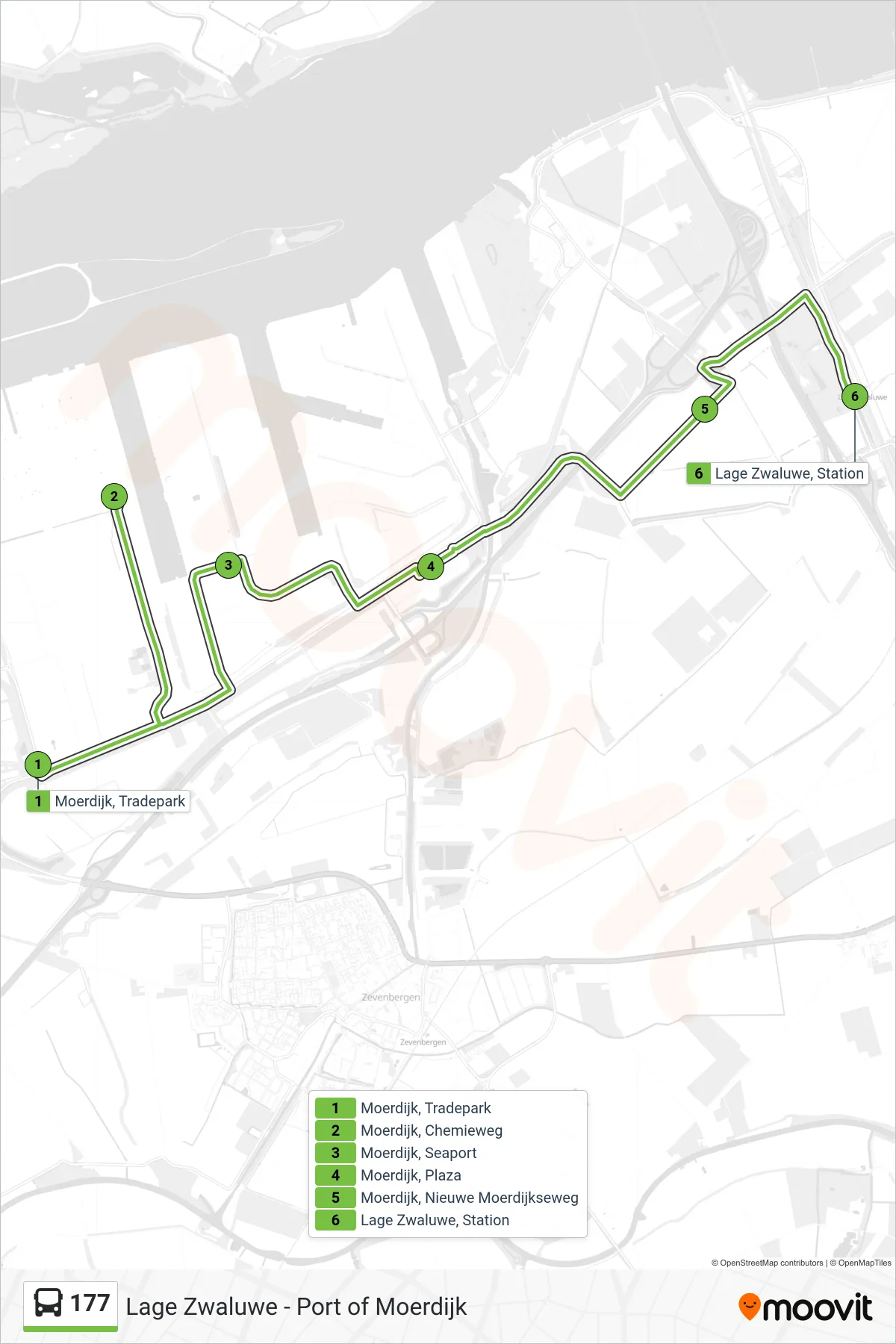 Lijn 177 (bus, Lage Zwaluwe): route en haltes op de kaart