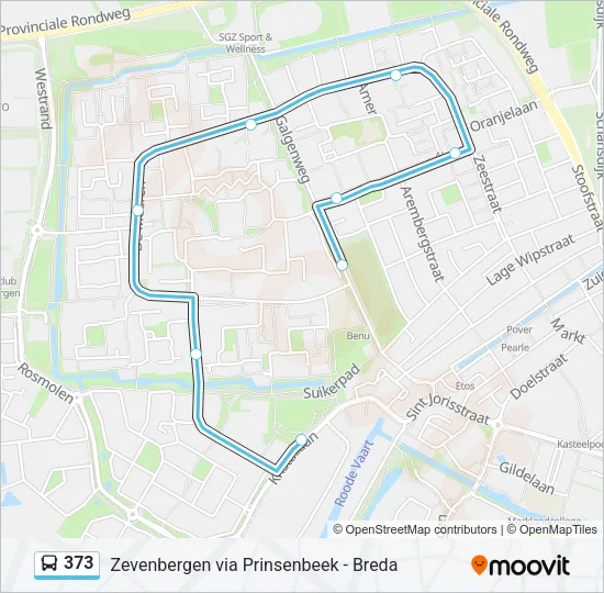 Bus 373 lijnkaart
