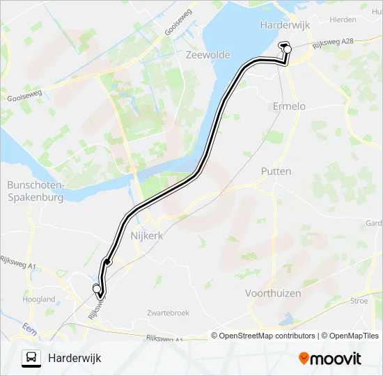 Bus SNELBUS IPV TREIN lijnkaart