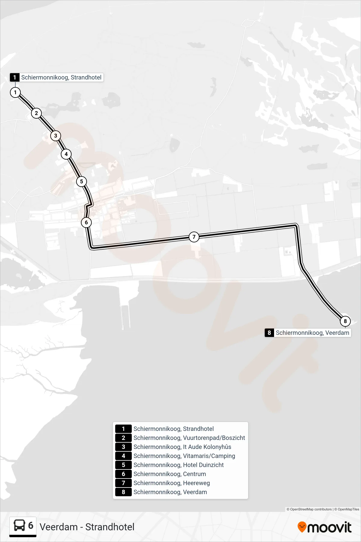 Lijn 6 (bus, Naar De Snelboot): route en haltes op de kaart