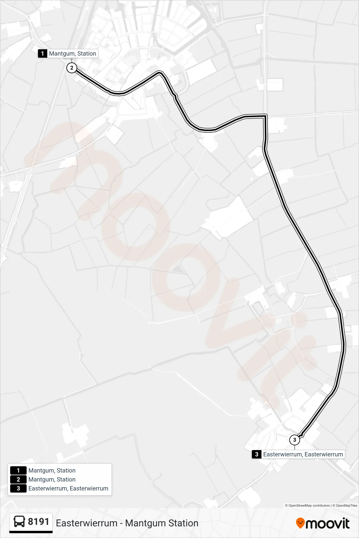 Lijn 8191 (bus, Easterwierrum): route en haltes op de kaart