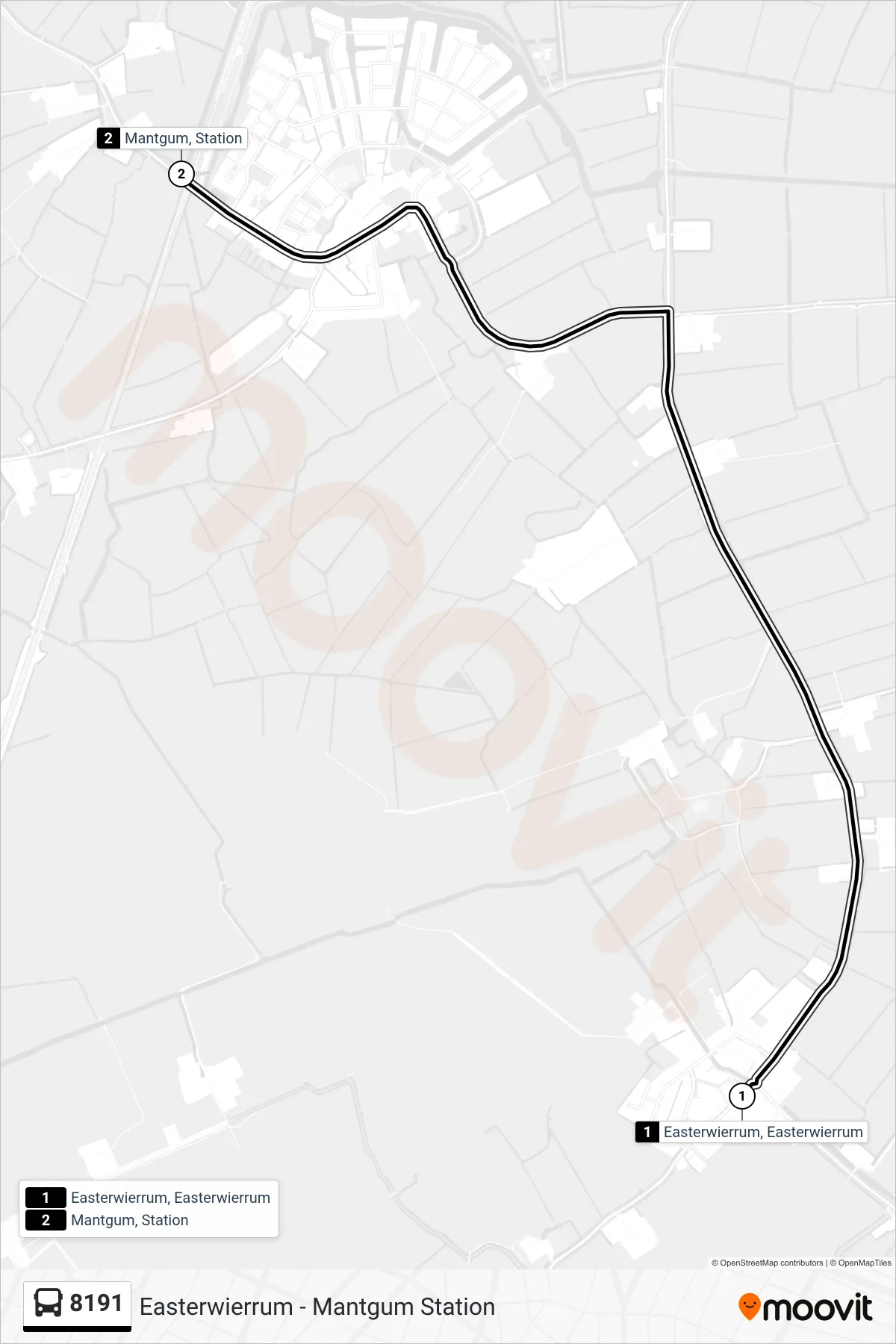 Lijn 8191 (bus, Mantgum): route en haltes op de kaart