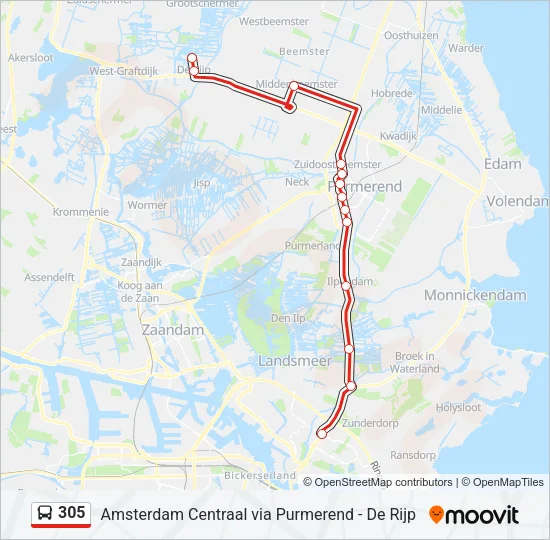 305 Bus Line Map