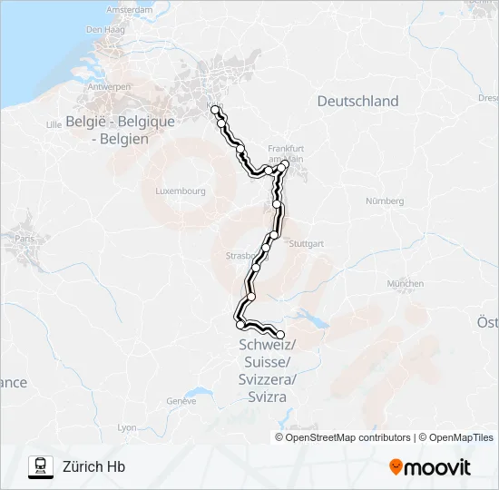 NIGHTJET Train Line Map