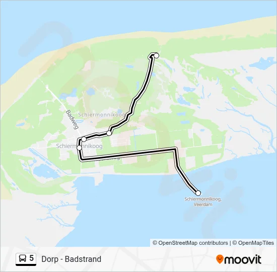 Bus 5 lijnkaart