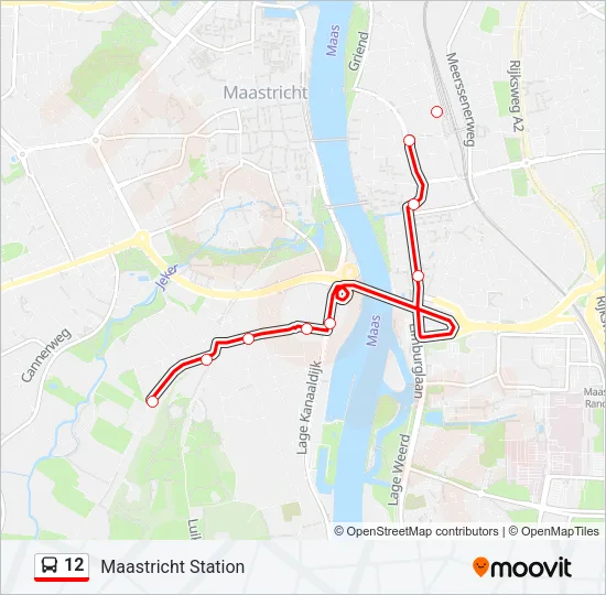 Bus 12 lijnkaart