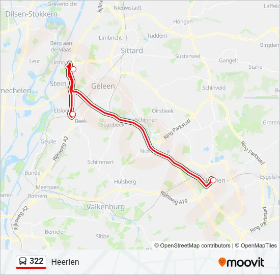 Bus 322 lijnkaart