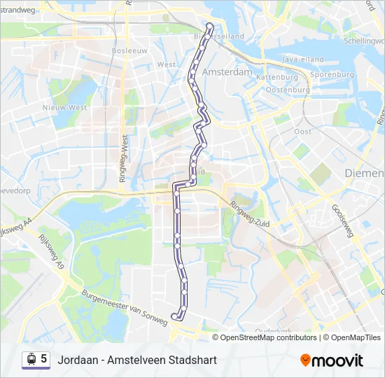 Straßenbahnlinie 5 Karte