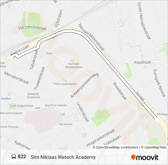 822 Bus Line Map