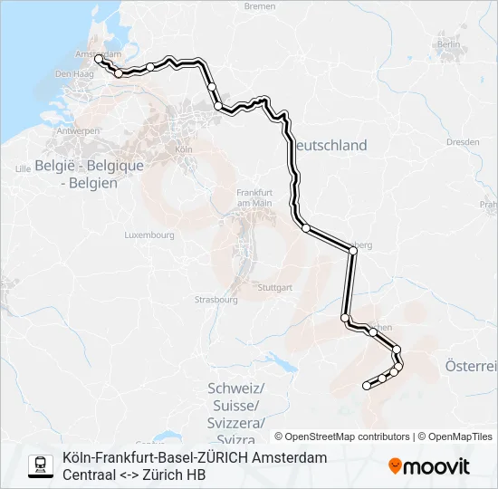 NIGHTJET Train Line Map