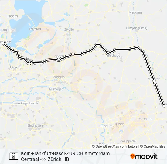 NIGHTJET Train Line Map