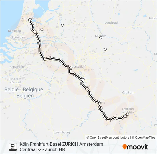 NIGHTJET Train Line Map