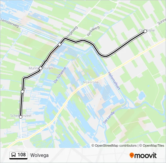 Bus 108 lijnkaart