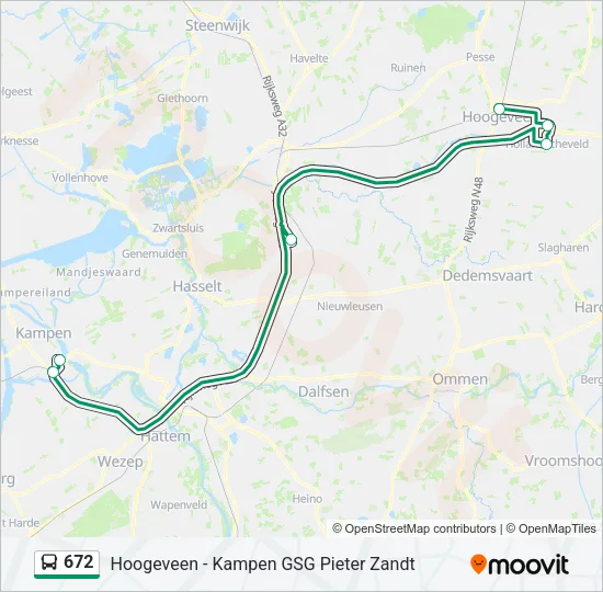 Bus 672 lijnkaart