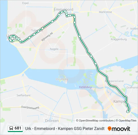 Bus 681 lijnkaart