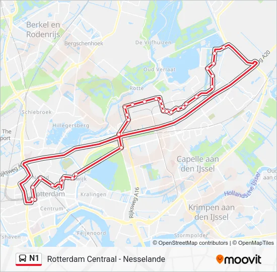 N1 Bus Line Map