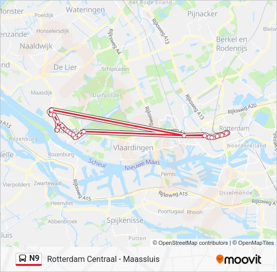 N9 Bus Line Map