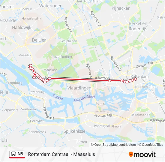 N9 Bus Line Map