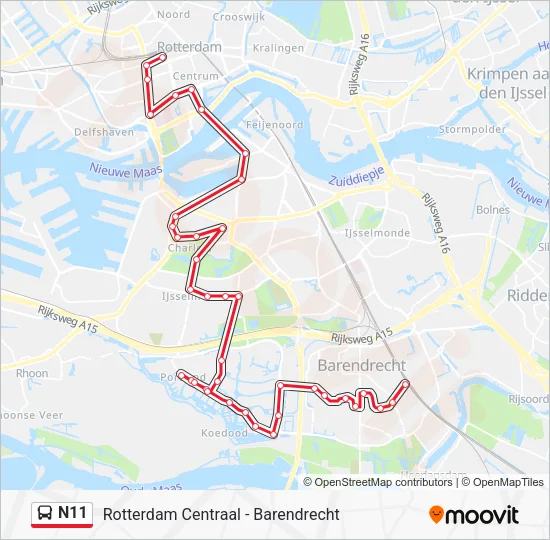 N11 Bus Line Map