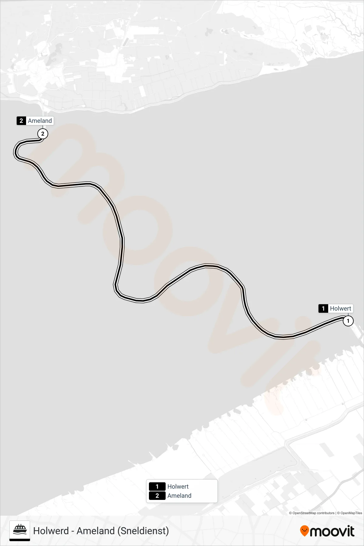 Lijn SNELDIENST (veerboot, Ameland): route en haltes op de kaart