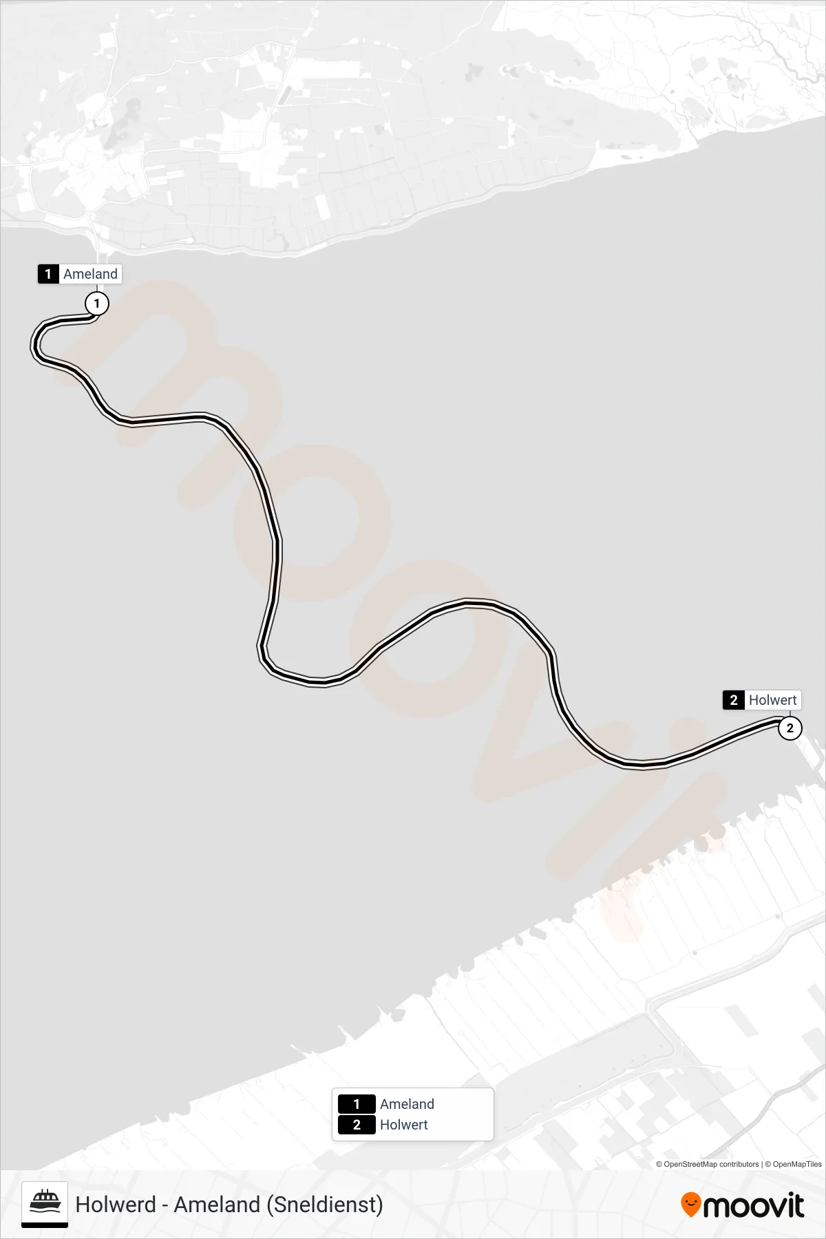 SNELDIENST ferry Line (Holwerd) route and stops on a map