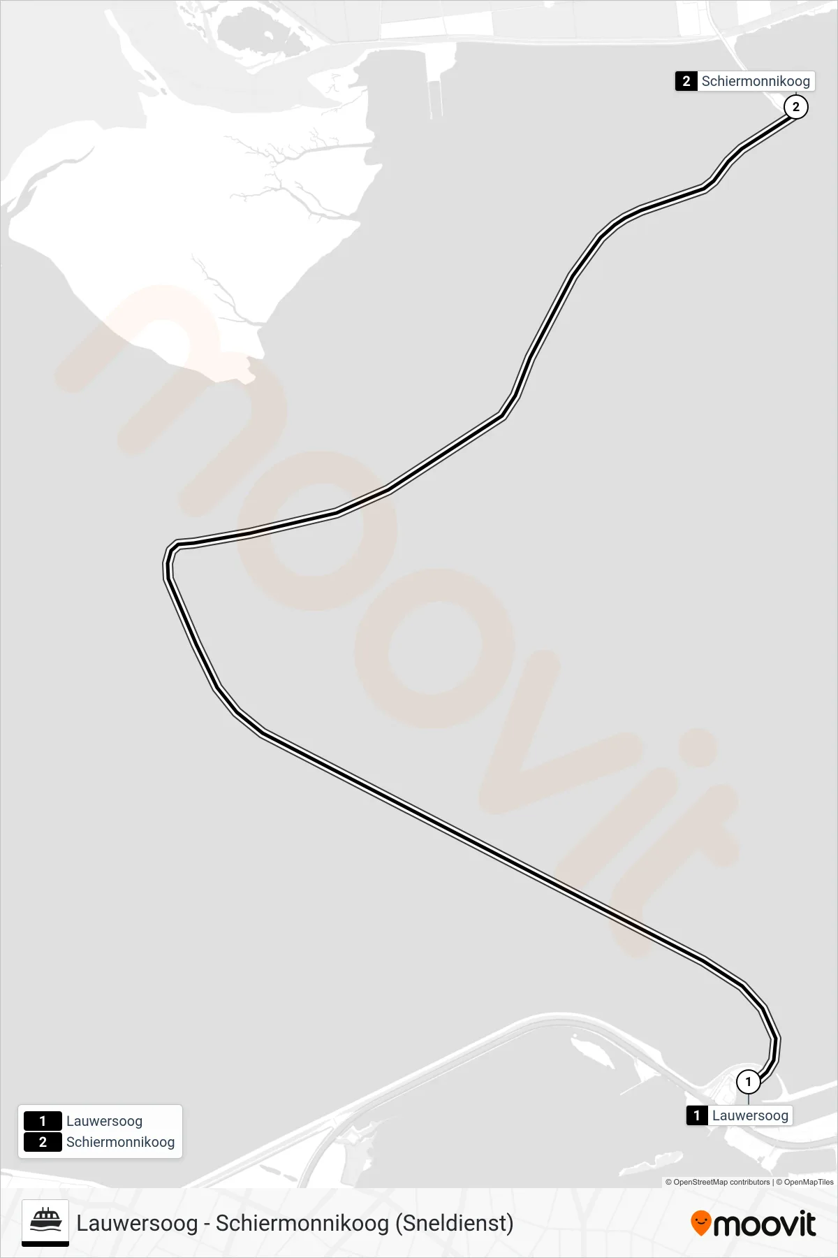 SNELDIENST ferry Line (Schiermonnikoog) route and stops on a map
