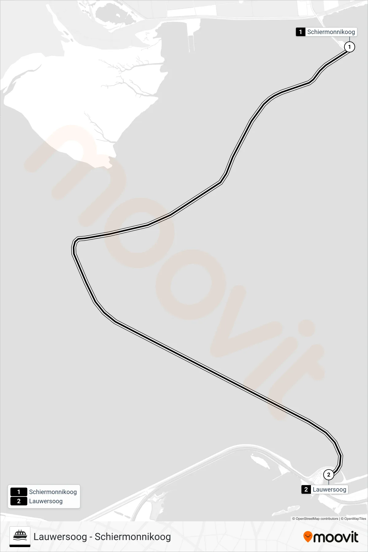 Lijn VEERDIENST (veerboot, Lauwersoog): route en haltes op de kaart