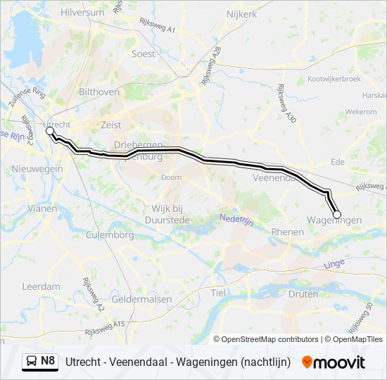 N8 bus Line Map