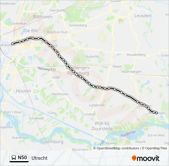 N50 Bus Line Map