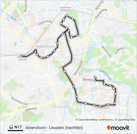 N17 Bus Line Map