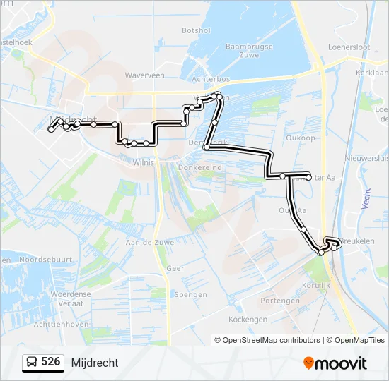 Bus 526 lijnkaart