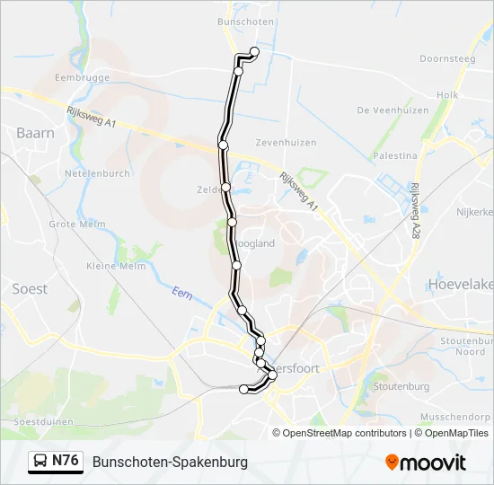 N76 Bus Line Map