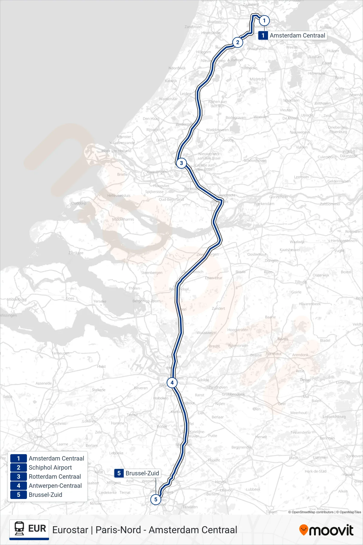 Lijn EUR (trein, Marne-La-Vallée-Chessy): route en haltes op de kaart