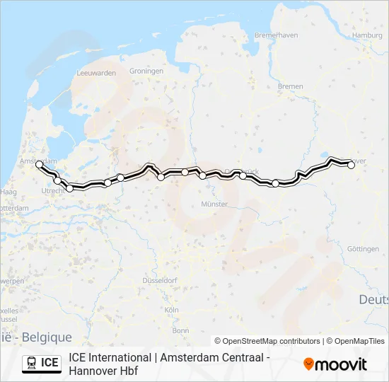 ICE Train Line Map