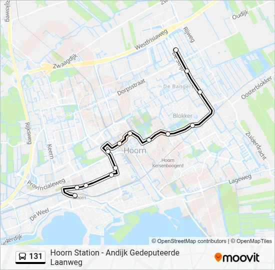 Bus 131 lijnkaart