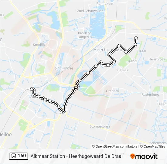 Bus 160 lijnkaart