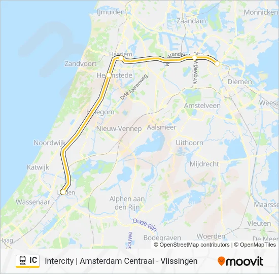 Trein IC lijnkaart