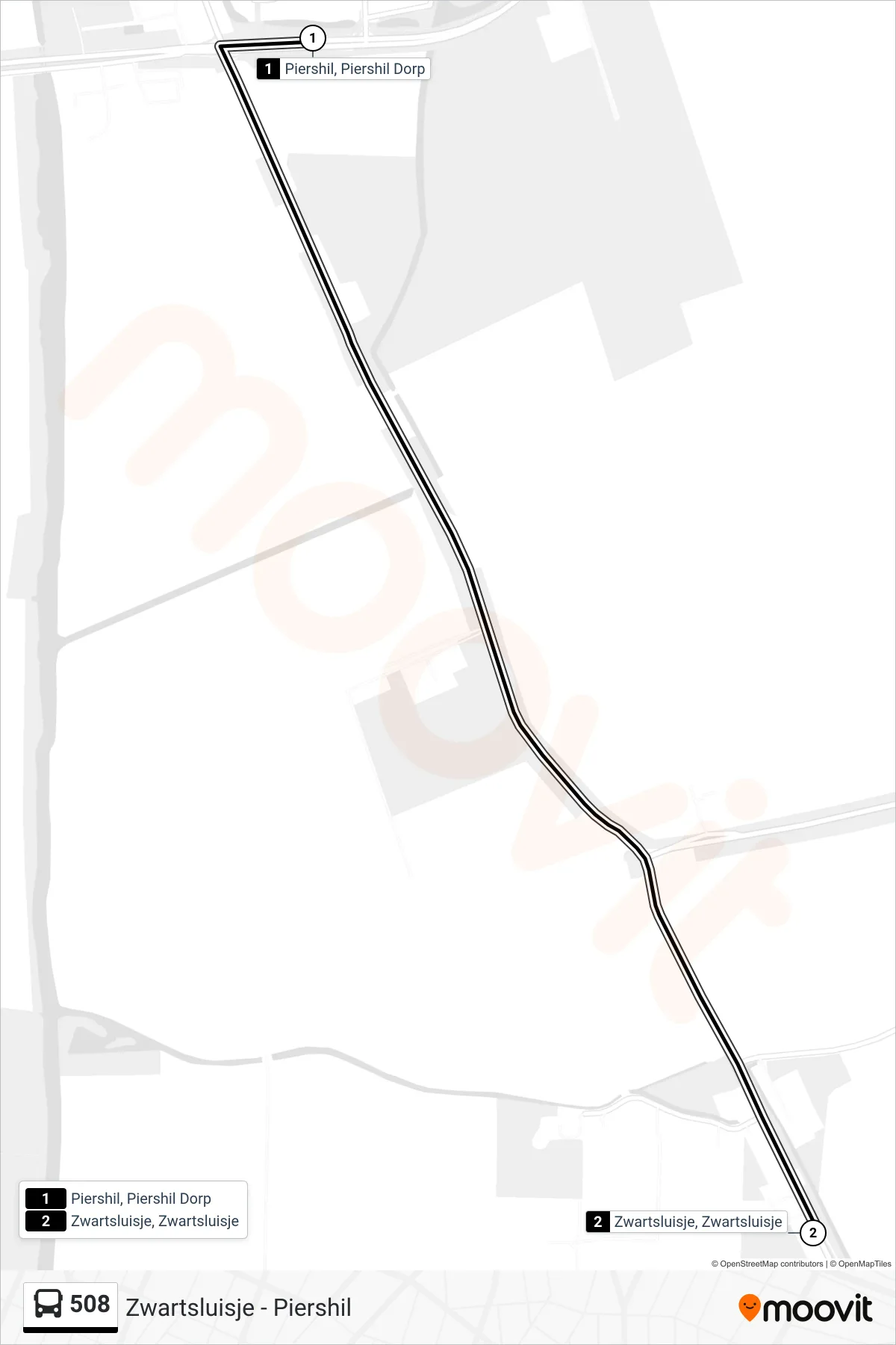 Lijn 508 (bus, Zwartsluisje Zwartsluisje): route en haltes op de kaart