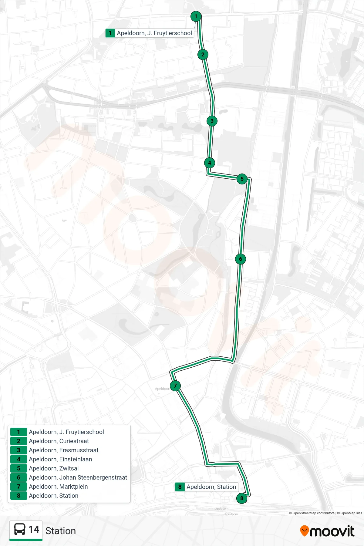 Lijn 14 (bus, Station): route en haltes op de kaart