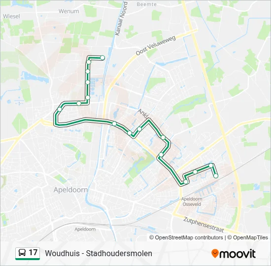 Bus 17 lijnkaart