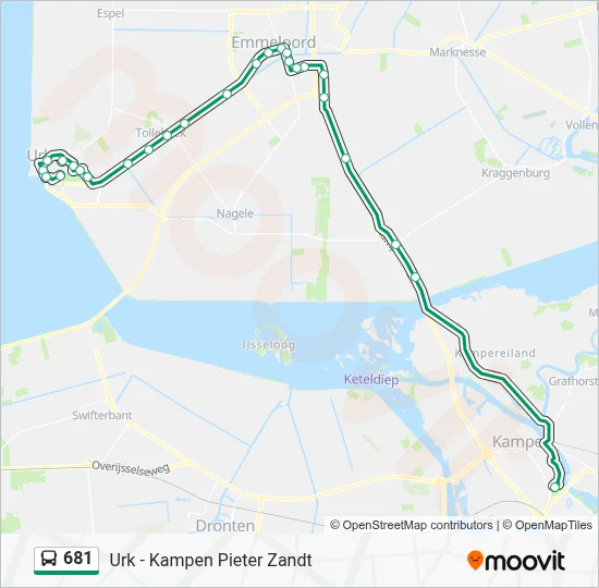 681 Route: dienstregelingen, haltes en kaarten - Urk (Bijgewerkt)