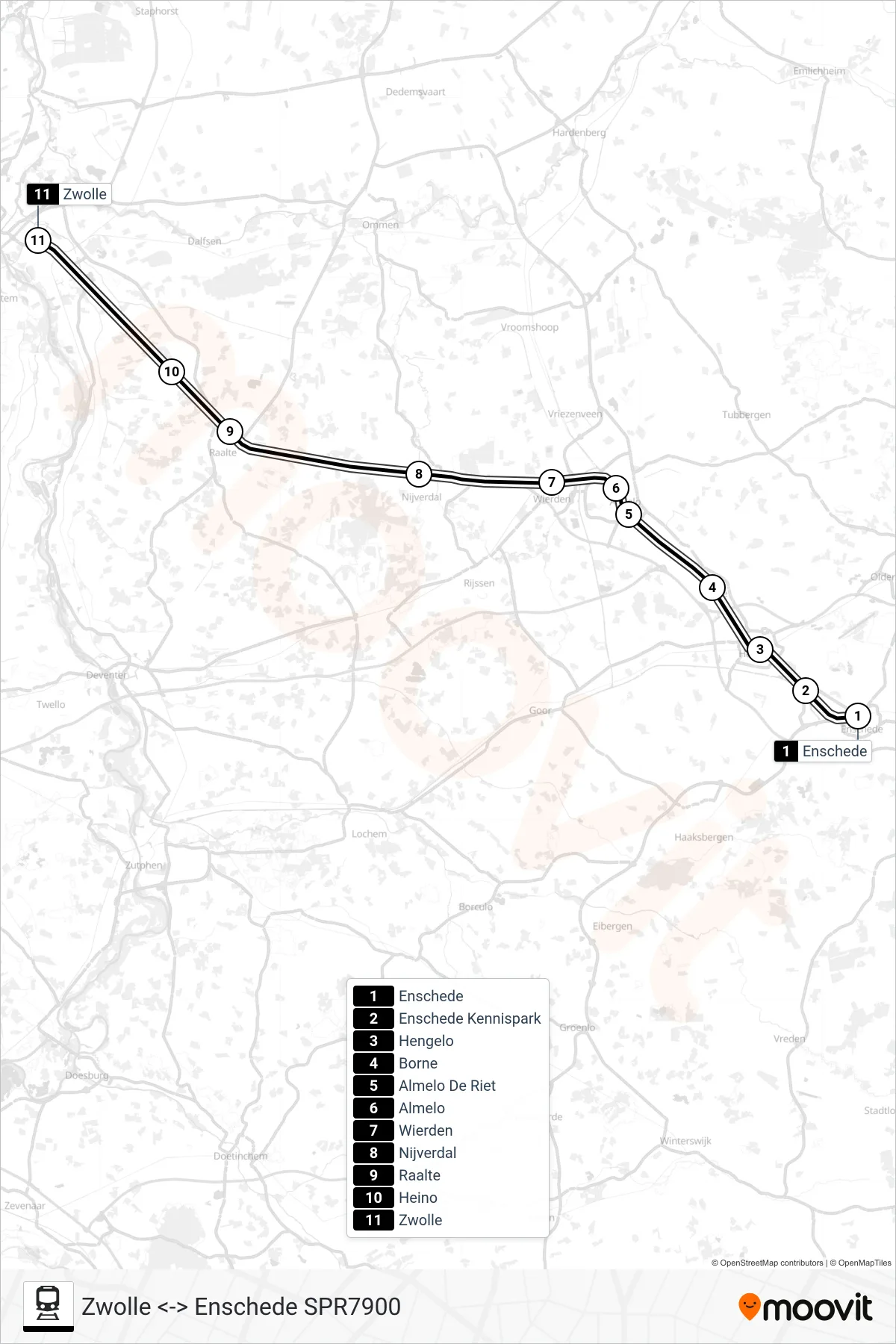 Lijn SPRINTER RS23 (trein, Zwolle): route en haltes op de kaart