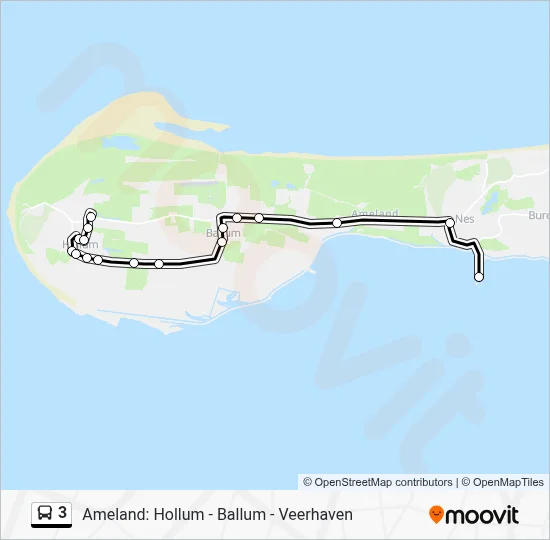 Bus 3 lijnkaart